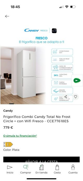 Frigorífico Candy No Frost Blanco