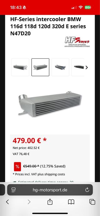 Intercooler HF serie bmw 