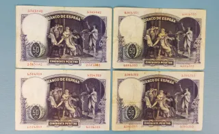 Lote 4 Billetes 50 Pesetas 1931 El Banco de España
