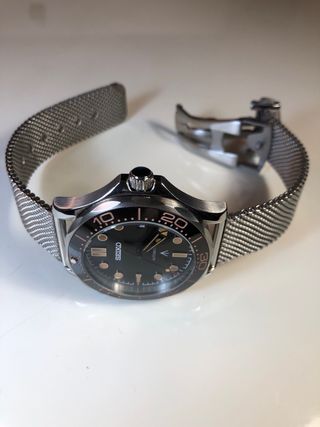 Seiko Mod - Seamaster Negro/Plateado
