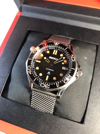 Seiko Mod - Seamaster Negro/Plateado