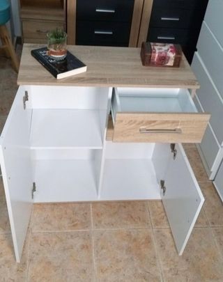 Aparador nuevo madera y blanco