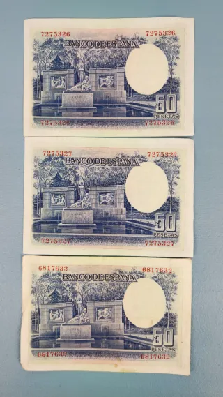 3 Billetes 50 Pesetas 1935 El Banco de España