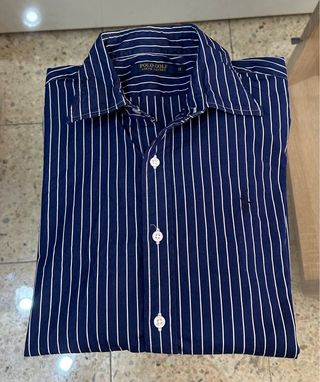 Camisa Polo Ralph Lauren Rayas Azul y Blanca