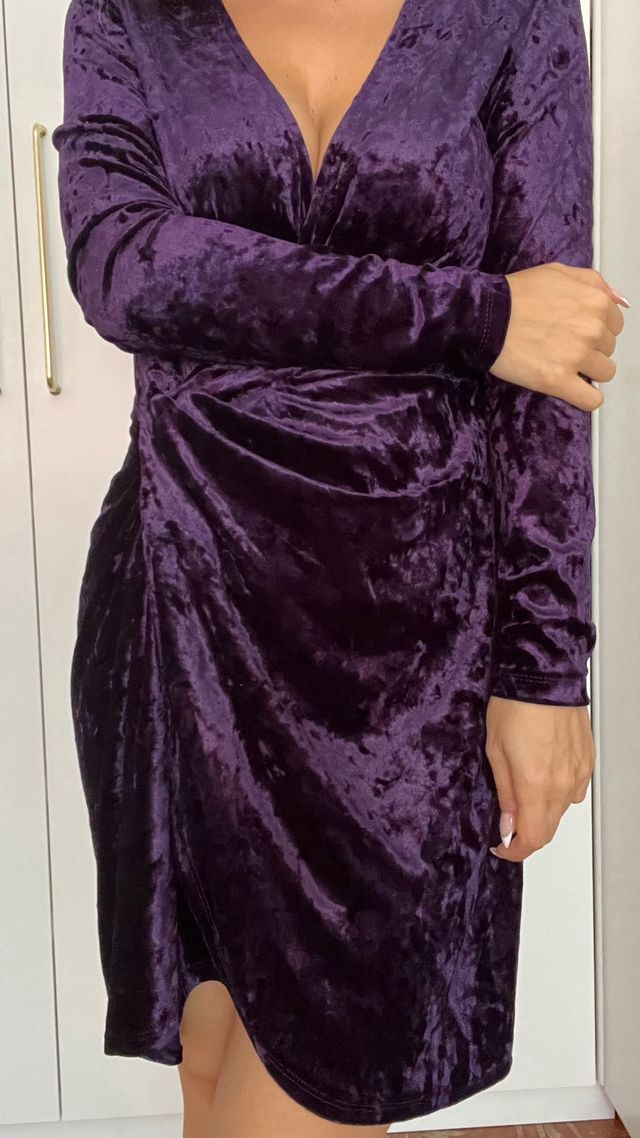 Abito in velluto Mango viola