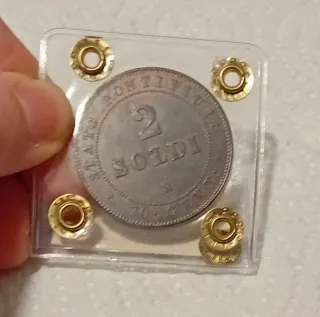 Moneta 2 Soldi Stato Pontificio Pio IX IN QFDC