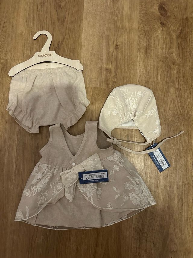 Vestido y gorrito bebé encaje