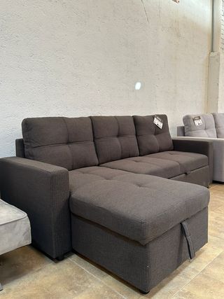 Nuevo Sofá Cama Chaiselongue + ARCÓN Gris 