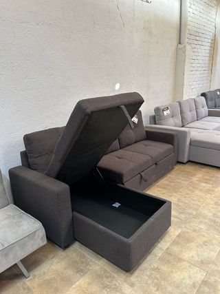 Nuevo Sofá Cama Chaiselongue + ARCÓN Gris 