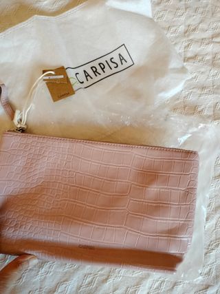 Pochette Carpisa rosa effetto coccodrillo