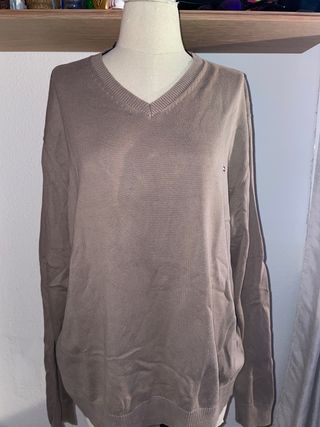 Jersey Tommy Hilfiger Cuello Pico Beige