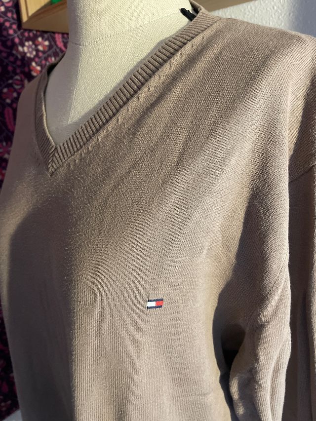 Jersey Tommy Hilfiger Cuello Pico Beige
