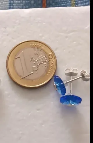 Pendientes Flor Swarovski Plata Azul