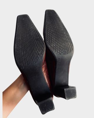 TACONES VINTAGE! PIEL ZAPATOS! MARRONES RETRO