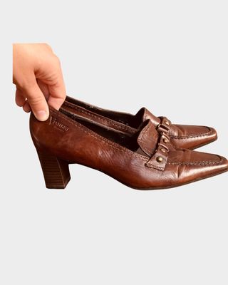TACONES VINTAGE! PIEL ZAPATOS! MARRONES RETRO