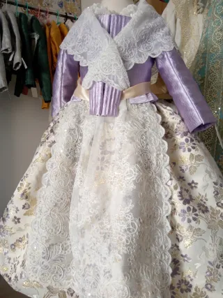 Traje Fallera Niña Morado y Dorado