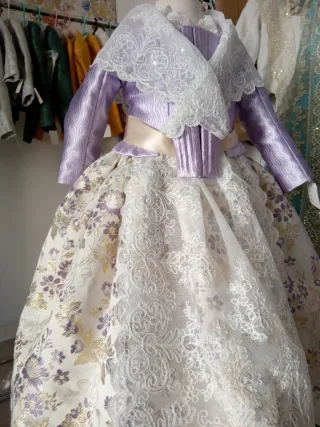 Traje Fallera Niña Morado y Dorado