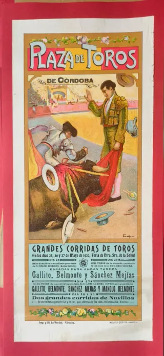 Cartel Taurino Córdoba 1920 Gallito Belmonte