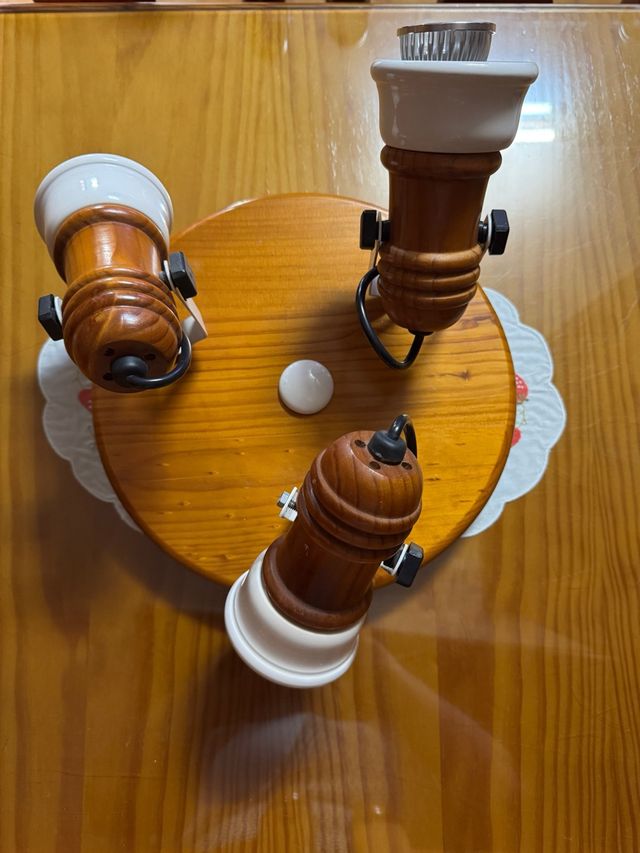 Lámpara madera 3 focos