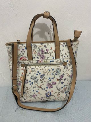 Bolso floral blanco y multicolor
