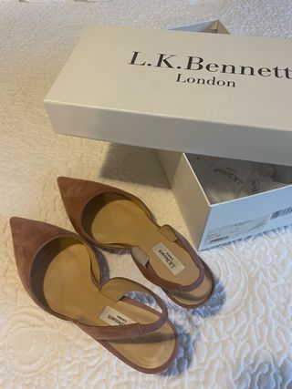 Zapatos LK Bennett London Tacon Bajo Beige/Rosa