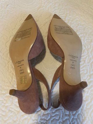 Zapatos LK Bennett London Tacon Bajo Beige/Rosa