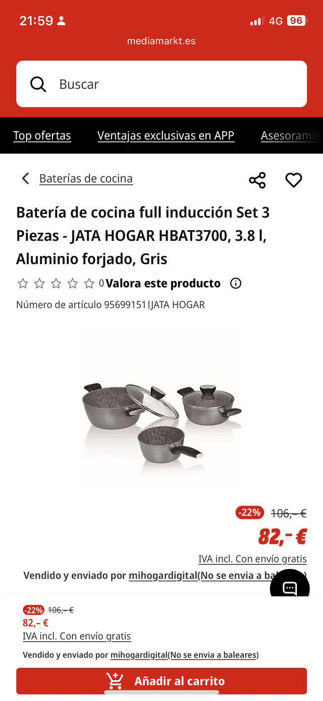 Set cacerolas jata hogar full inducción