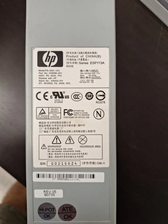 Fuente Alimentación HP ESP113A 400W
