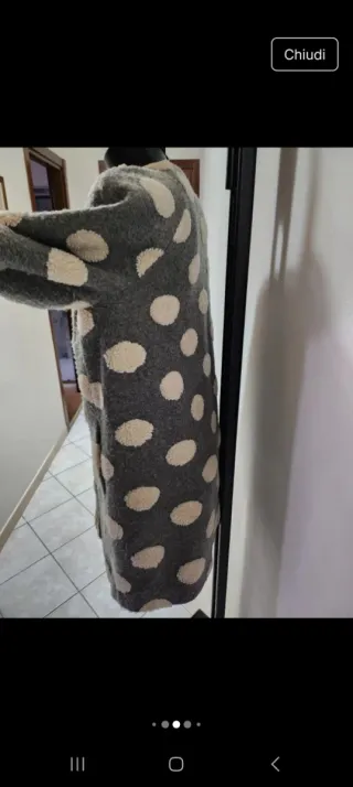 Cappotto Maglia Pois Beige Grigio