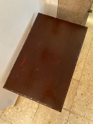 Mesa auxiliar madera y forja