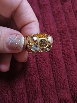 Anillo Swarovski Cristales Multicolor Dorado