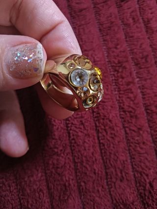 Anillo Swarovski Cristales Multicolor Dorado