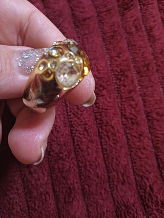 Anillo Swarovski Cristales Multicolor Dorado