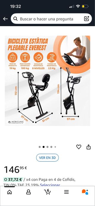 Bicicleta Estática Plegable Everest