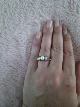 Anillo antiguo de oro 18k y perla  no envió solo e