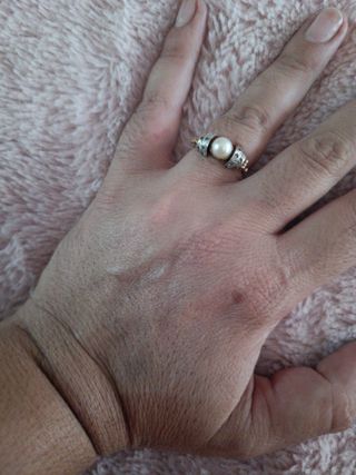 Anillo antiguo de oro 18k y perla  no envió solo e