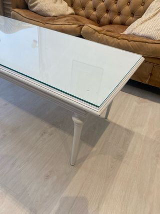 Mesa de centro cristal y madera