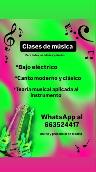 Clases de Canto y Bajo eléctrico