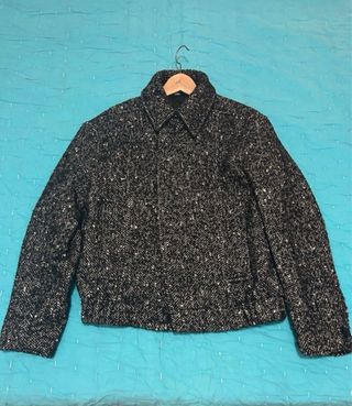 Chaqueta Zara Tweed Negro Blanco
