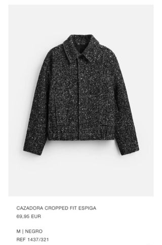 Chaqueta Zara Tweed Negro Blanco