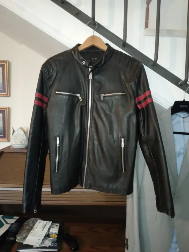 Chaqueta Cuero Sintético Zara Hombre Talla M