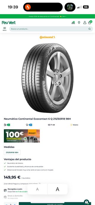 4 neumáticos Verano Continental 215/60R18 98H