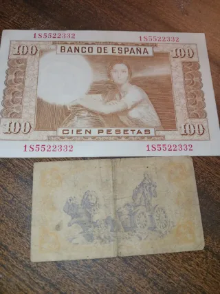 2 Billetes Pesetas España 1937 y 1953
