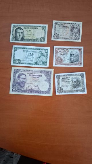 Lote 6 Billetes Antiguos España Pesetas