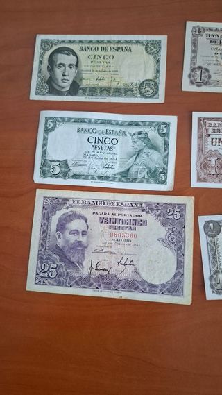 Lote 6 Billetes Antiguos España Pesetas