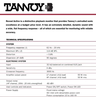 Tannoy Reveal Active Autoamplificados 50W