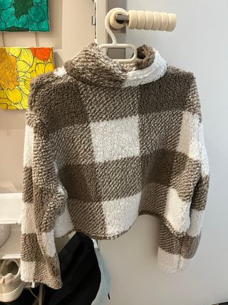 Chaqueta corta cuadros marrón y blanco