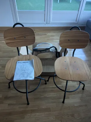 Tres Sillas KULLABERG IKEA de Madera Pino y Metal.