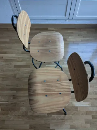 Tres Sillas KULLABERG IKEA de Madera Pino y Metal.
