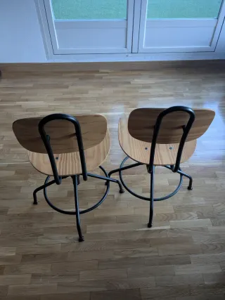 Tres Sillas KULLABERG IKEA de Madera Pino y Metal.